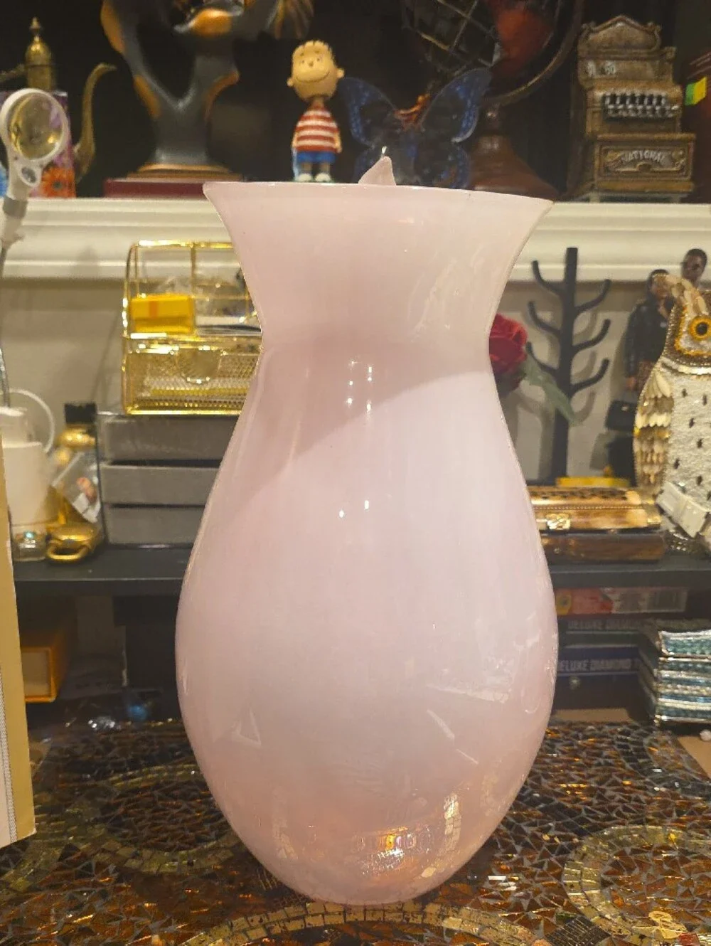 Soft Pink Art Glass Vase — Decorative Home Accent
